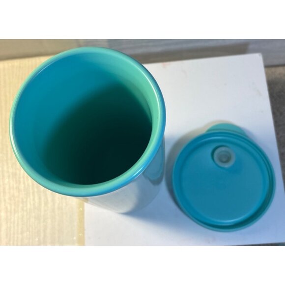 Tupperware Insulated Tumbler Dripless Straw & Lid 16 oz Aqua New Travel Mug Cup - Picture 7 of 8